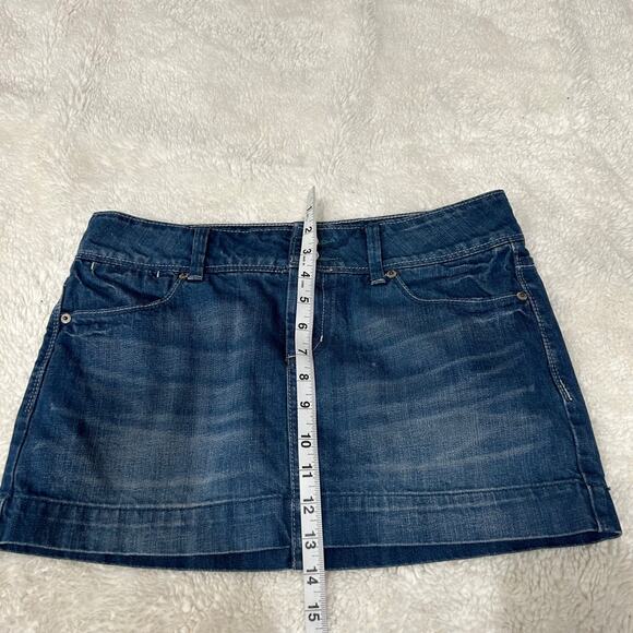 Vtg American Eagle Skirt Women's 8 Cotton Blue Denim Mini Low-Rise 2006 Y2K Soft - Picture 4 of 6